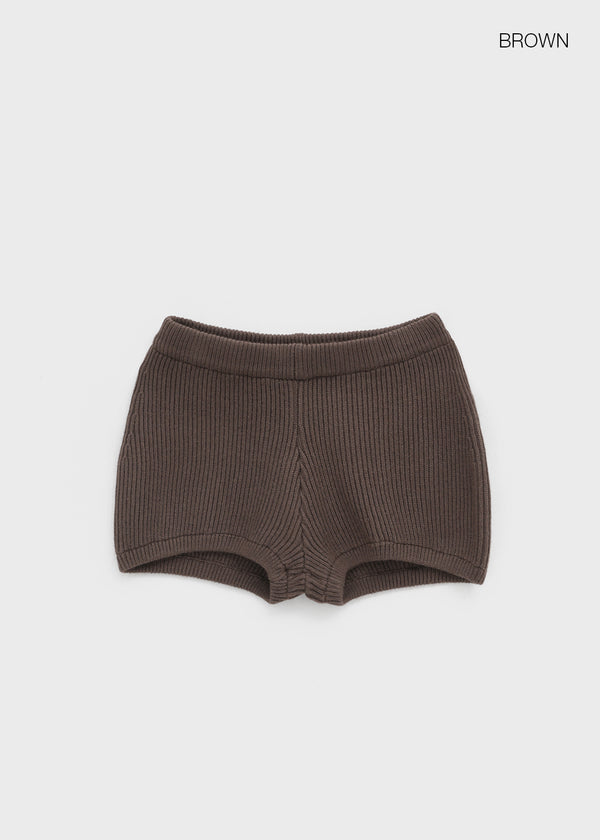 Unfold Wool Knit Elastic Waist Shorts