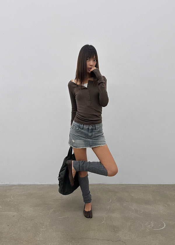 [MADE] Glot Low-Waist Denim Mini Skirt Pants