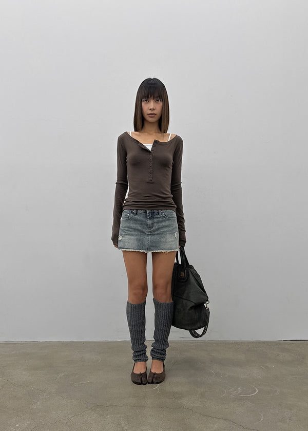 [MADE] Glot Low-Waist Denim Mini Skirt Pants
