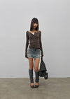 [MADE] Glot Low-Waist Denim Mini Skirt Pants