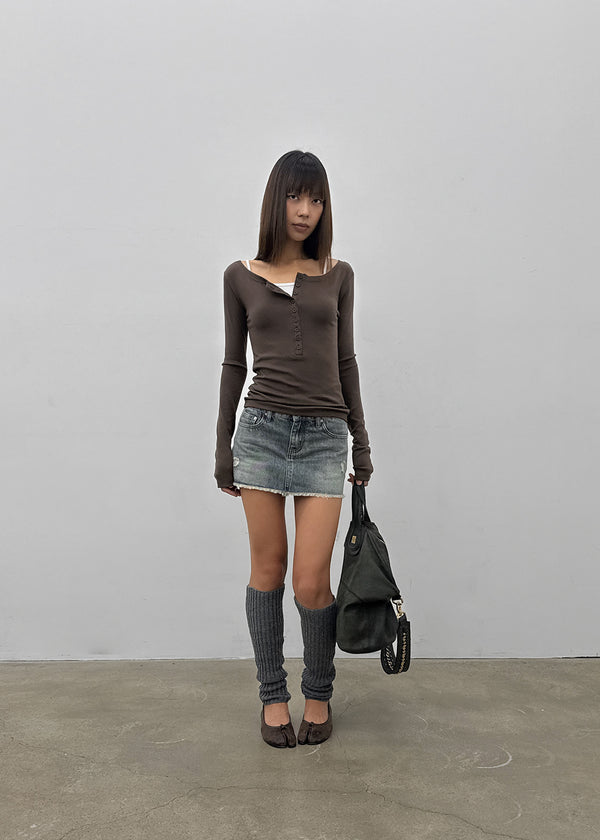 [MADE] Glot Low-Waist Denim Mini Skirt Pants