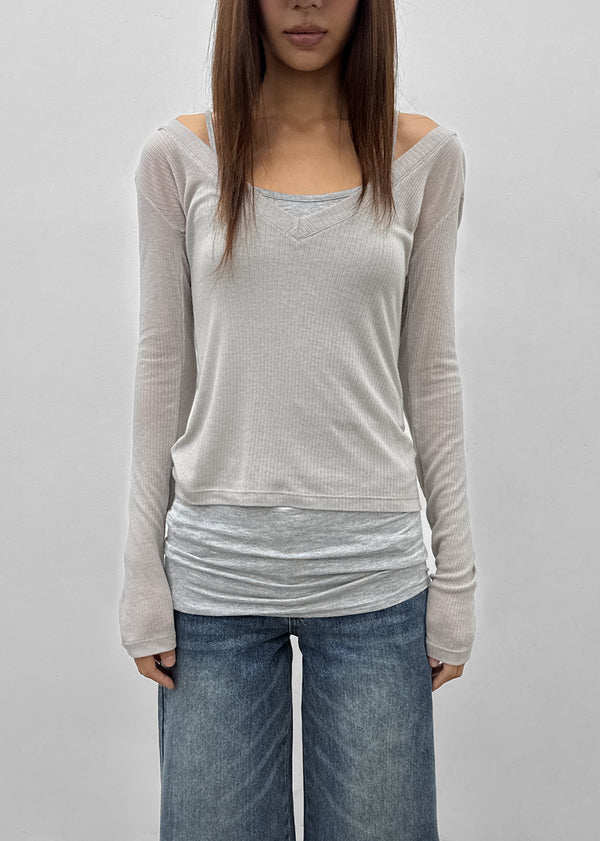Rochem Deep V-Neck Hooded Long Sleeve Tee