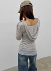 Rochem Deep V-Neck Hooded Long Sleeve Tee