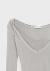 Rochem Deep V-Neck Hooded Long Sleeve Tee