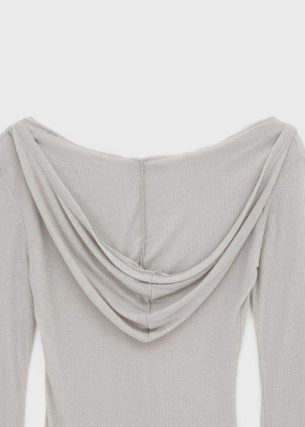 Rochem Deep V-Neck Hooded Long Sleeve Tee