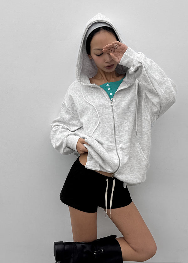 (UNISEX) Vibe Loose Fit Two-Way Zip-Up Hoodie