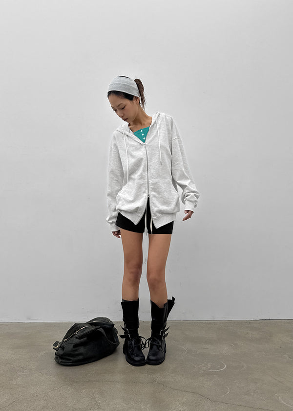 (UNISEX) Vibe Loose Fit Two-Way Zip-Up Hoodie