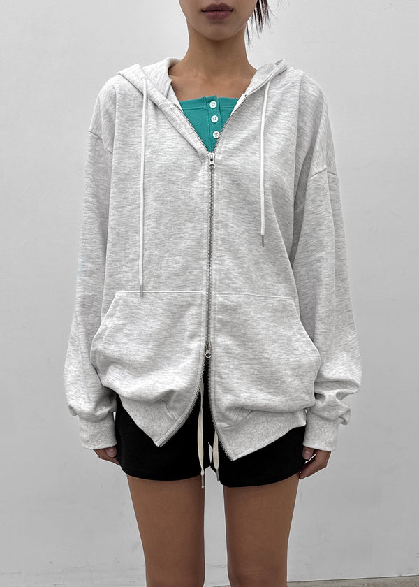 (UNISEX) Vibe Loose Fit Two-Way Zip-Up Hoodie