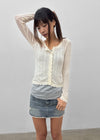 Skirt punched wool knit cardigan