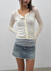 Skirt punched wool knit cardigan