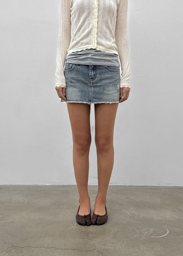 [MADE] Glot Low-Waist Denim Mini Skirt Pants