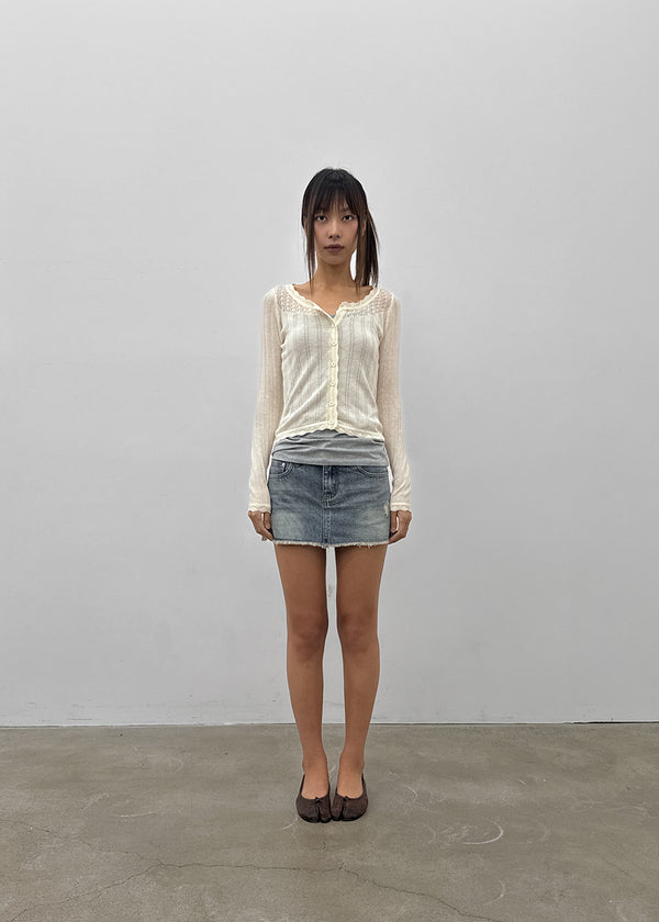 [MADE] Glot Low-Waist Denim Mini Skirt Pants