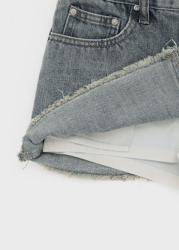 [MADE] Glot Low-Waist Denim Mini Skirt Pants