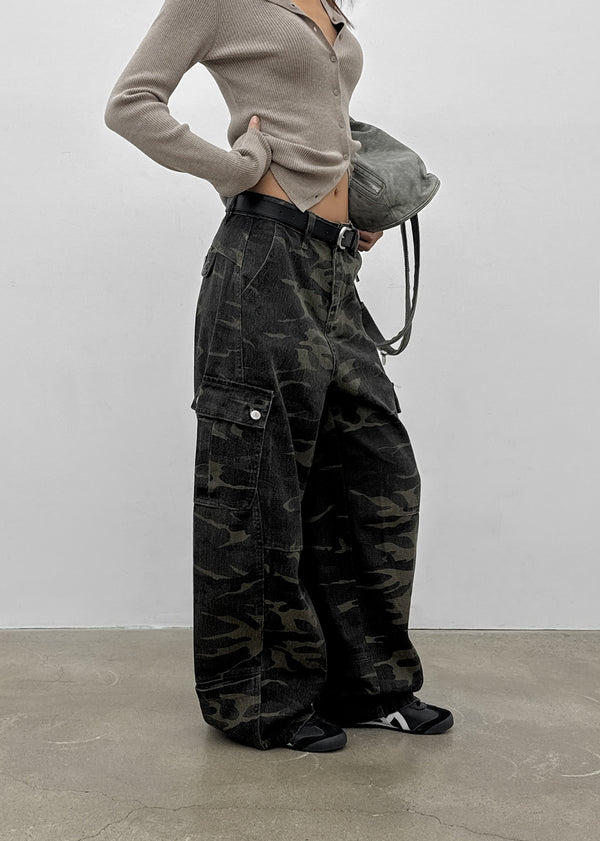 This Man Camo Wide Cargo Pants (Belt Set)