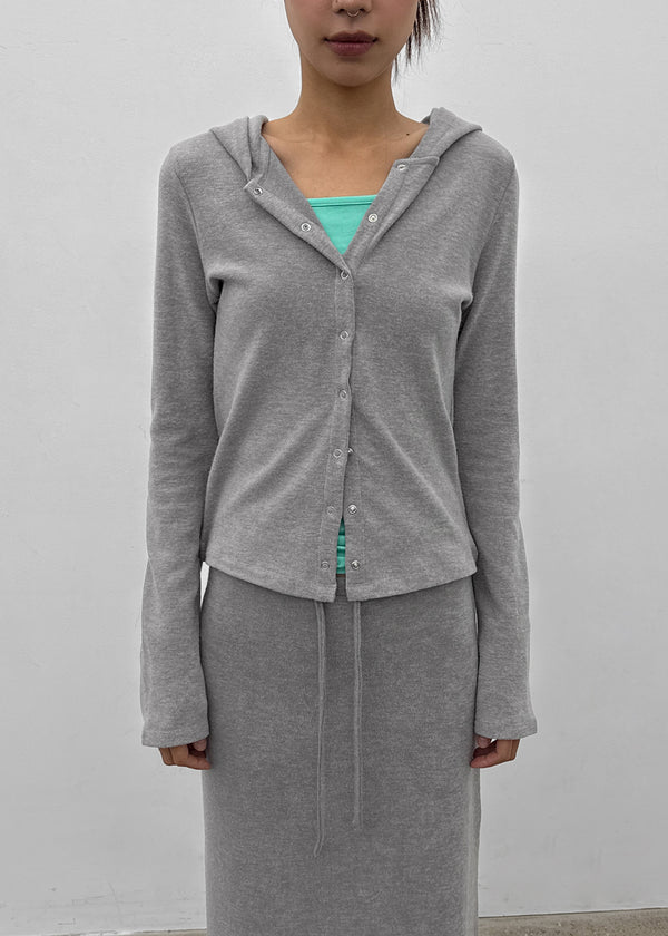 [MADE] Mibel Knit-like Hooded Snap Cardigan