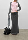 Distub slit maxi long skirt