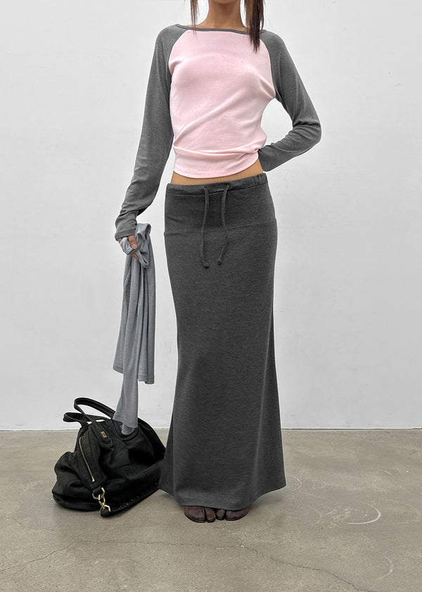 Distub slit maxi long skirt
