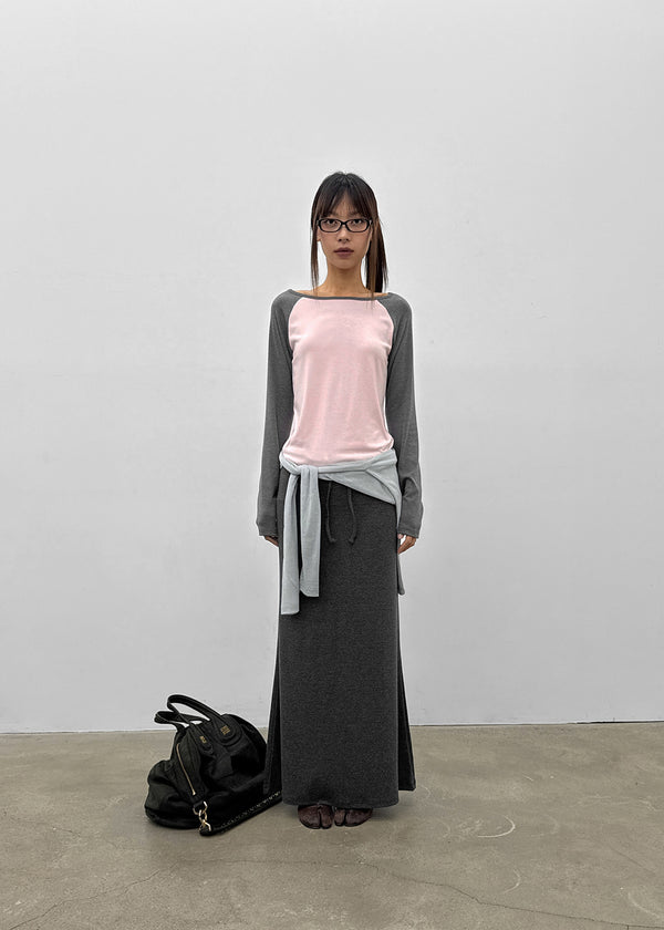Distub slit maxi long skirt