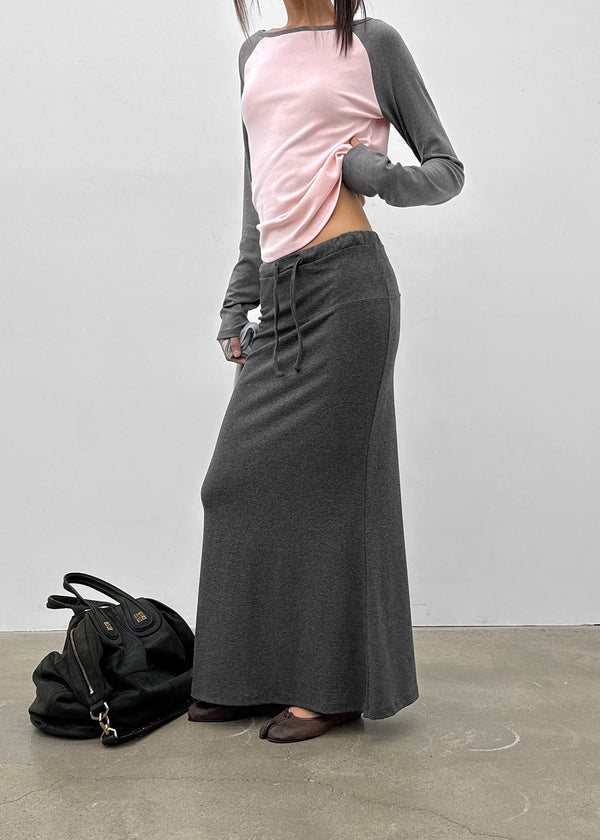 Distub slit maxi long skirt