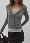 Skirt punched wool knit cardigan