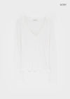 Creen Lace Deep V-Neck Long Sleeve Tee