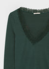 Creen Lace Deep V-Neck Long Sleeve Tee