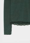 Creen Lace Deep V-Neck Long Sleeve Tee