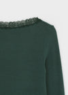 Creen Lace Deep V-Neck Long Sleeve Tee