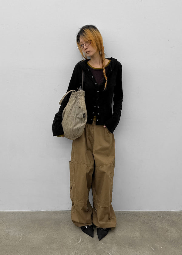 [MADE] Mibel Knit-like Hooded Snap Cardigan