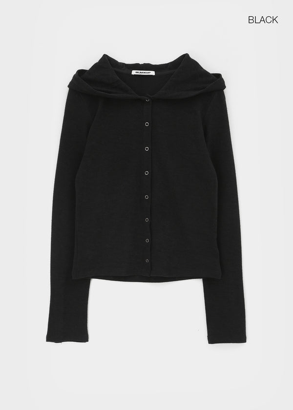 [MADE] Mibel Knit-like Hooded Snap Cardigan