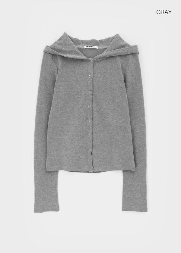 [MADE] Mibel Knit-like Hooded Snap Cardigan