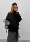 Lama double-button high-neck trench jacket