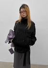 Lama double-button high-neck trench jacket