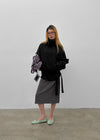 Lama double-button high-neck trench jacket