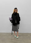Lama double-button high-neck trench jacket