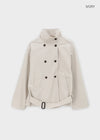 Lama double-button high-neck trench jacket