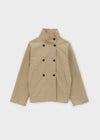 Lama double-button high-neck trench jacket