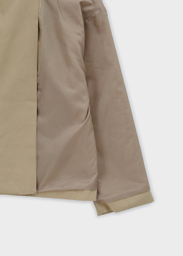 Lama double-button high-neck trench jacket