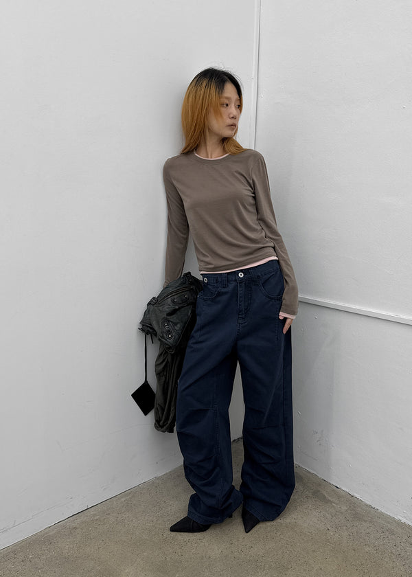 (UNISEX) SDU Washed Cut-out Cotton Pants