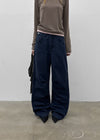 (UNISEX) SDU Washed Cut-out Cotton Pants