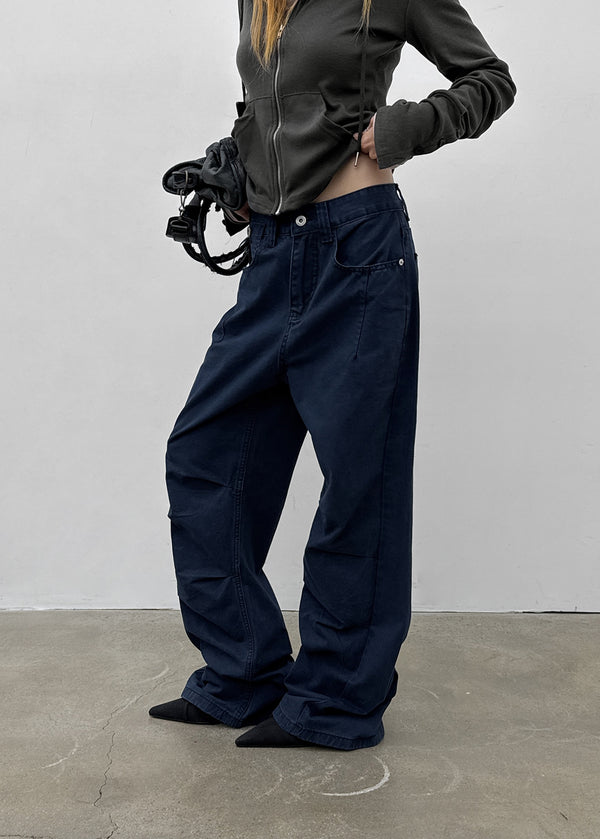 (UNISEX) SDU Washed Cut-out Cotton Pants