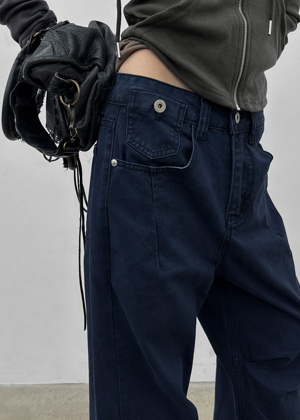 (UNISEX) SDU Washed Cut-out Cotton Pants