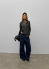(UNISEX) SDU Washed Cut-out Cotton Pants