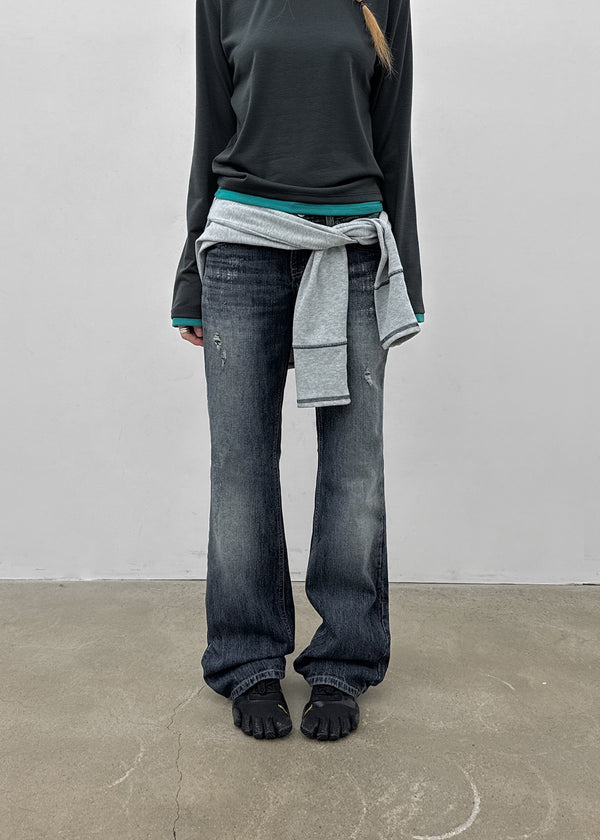 Baddie Low Washed Bootcut Denim Pants