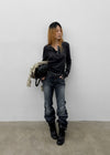 Baddie Low Washed Bootcut Denim Pants