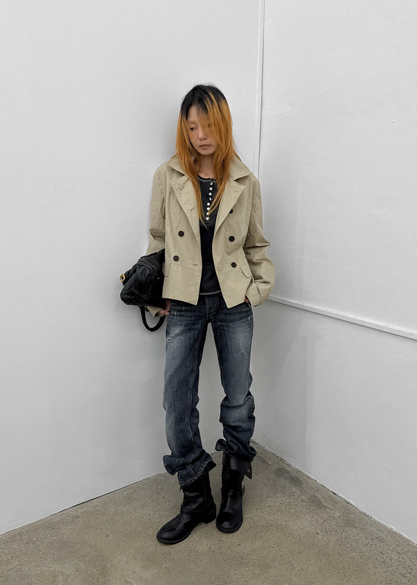 [MADE] Loate Henley Neck Stitch Long Sleeve Tee