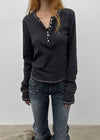 [MADE] Loate Henley Neck Stitch Long Sleeve Tee