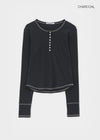 [MADE] Loate Henley Neck Stitch Long Sleeve Tee