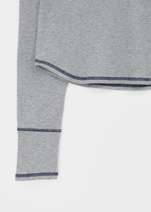 [MADE] Loate Henley Neck Stitch Long Sleeve Tee