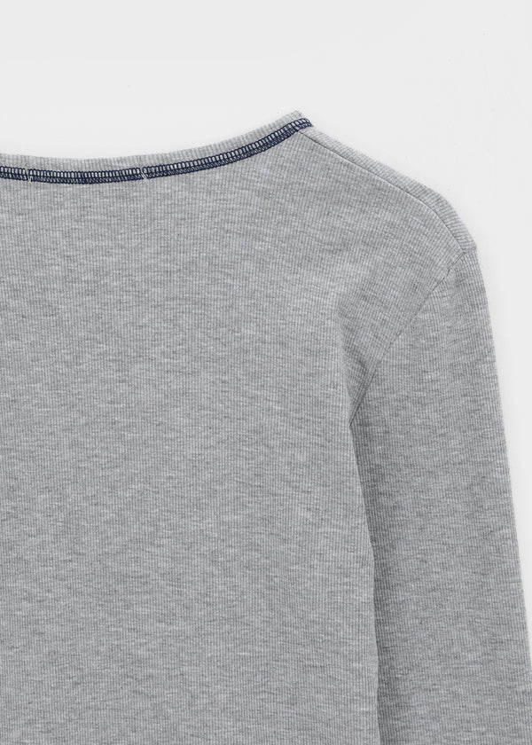 [MADE] Loate Henley Neck Stitch Long Sleeve Tee